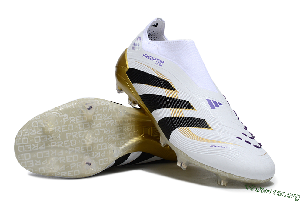 Adidas Predator 25 Elite Laceless FG Football Boots - White/Black/Gold 0