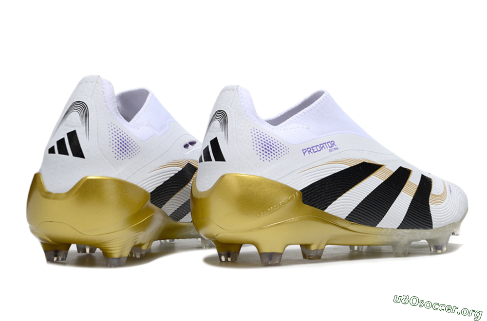 Adidas Predator 25 Elite Laceless FG Football Boots - White/Black/Gold 6