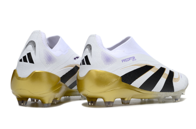 Adidas Predator 25 Elite Laceless FG Football Boots - White/Black/Gold