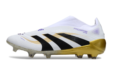 Adidas Predator 25 Elite Laceless FG Football Boots - White/Black/Gold