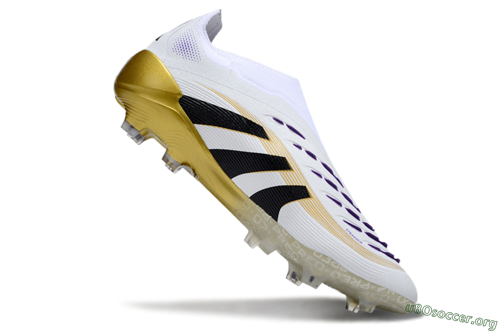 Adidas Predator 25 Elite Laceless FG Football Boots - White/Black/Gold 4