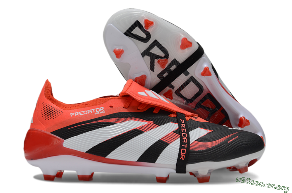 Adidas Predator 25 Elite Foldover Tongue FG Football Boots - Black/Red/White 2