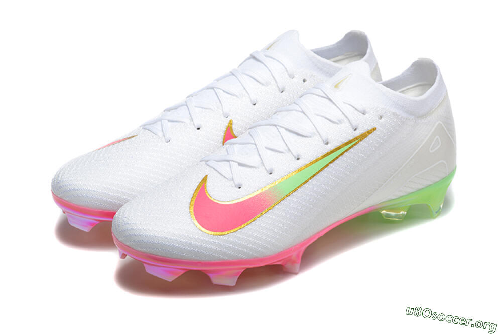 Nike Air Zoom Mercurial Vapor 16 Elite FG Football Boots - White/Pink/Yellow 5