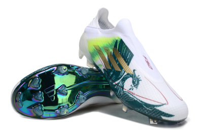 Adidas F50 Elite Laceless FG Football Boots - White/Green/Yellow