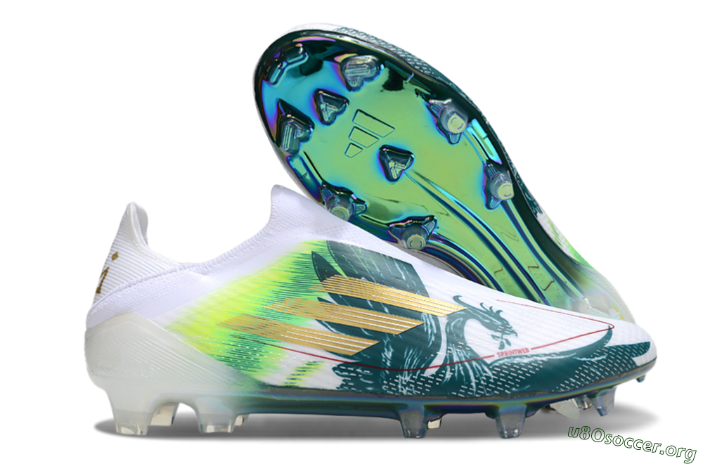 Adidas F50 Elite Laceless FG Football Boots - White/Green/Yellow 2