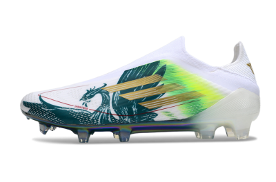 Adidas F50 Elite Laceless FG Football Boots - White/Green/Yellow