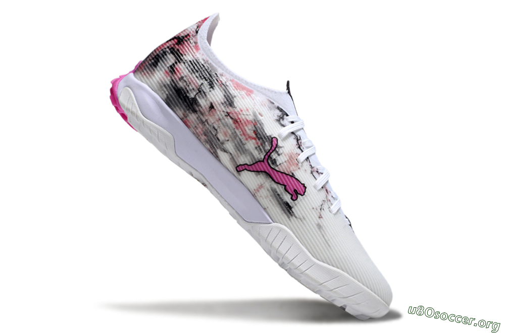 Puma Ultra 5 Ultimate TF Football Shoes - White/Black/Pink 4