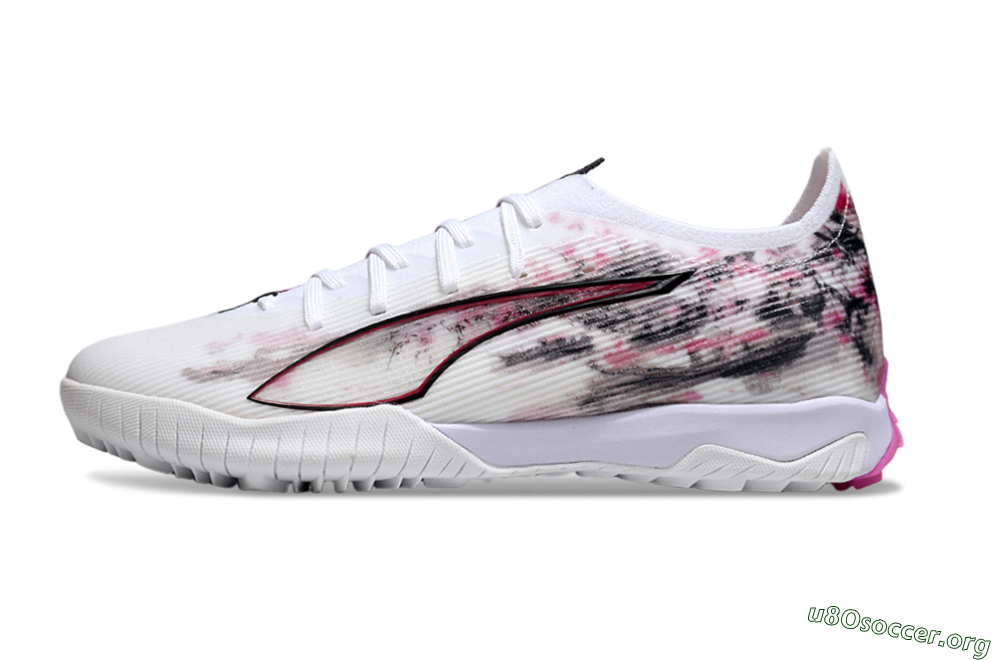 Puma Ultra 5 Ultimate TF Football Shoes - White/Black/Pink 3
