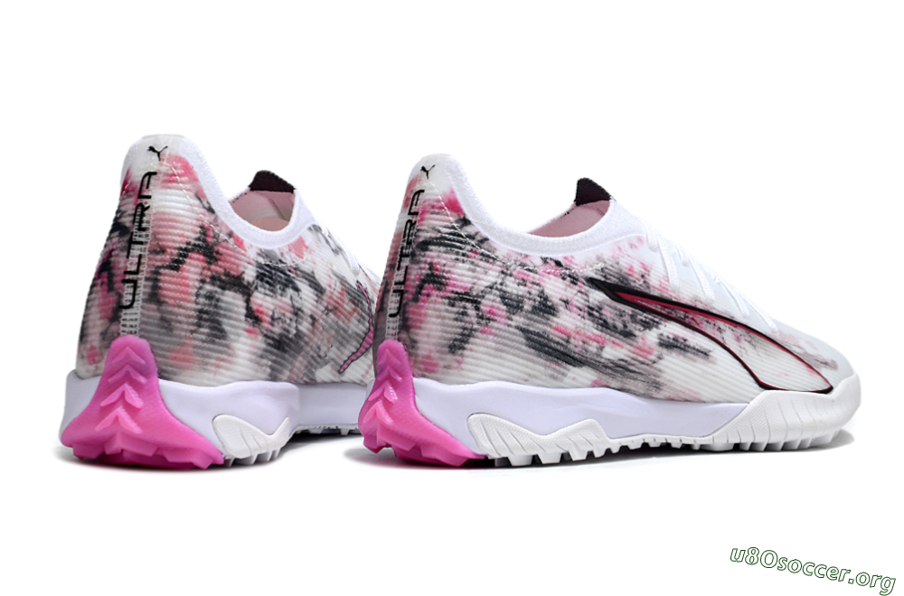 Puma Ultra 5 Ultimate TF Football Shoes - White/Black/Pink 6