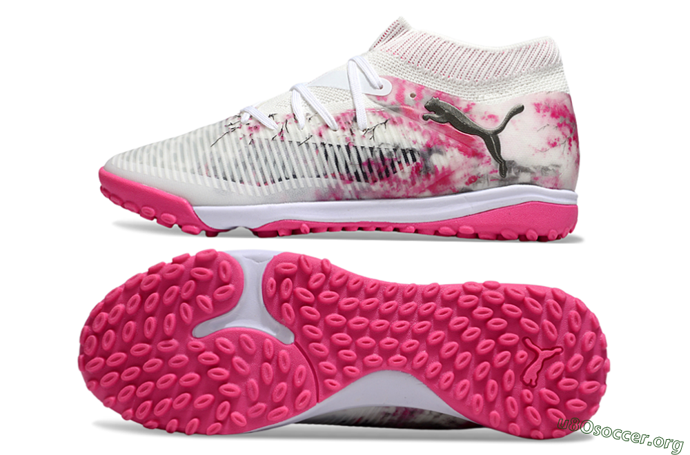 Puma Future 8 Ultimate TF Football Shoes - White/Black/Pink 1