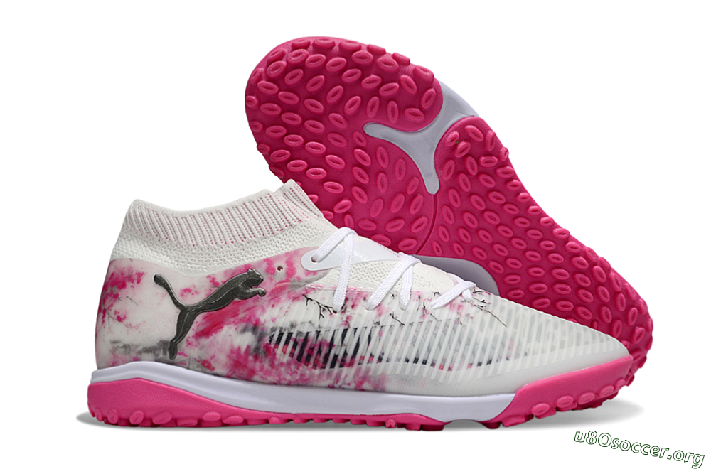 Puma Future 8 Ultimate TF Football Shoes - White/Black/Pink 2