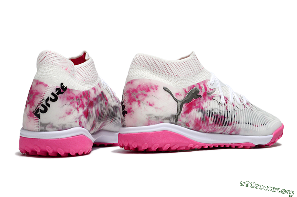 Puma Future 8 Ultimate TF Football Shoes - White/Black/Pink 6