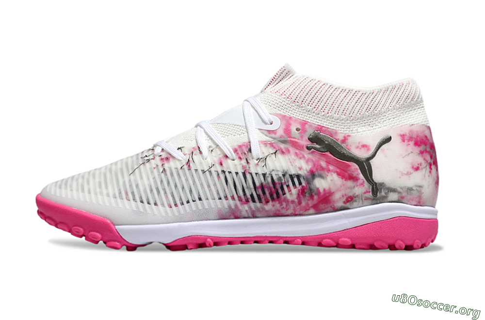 Puma Future 8 Ultimate TF Football Shoes - White/Black/Pink 3