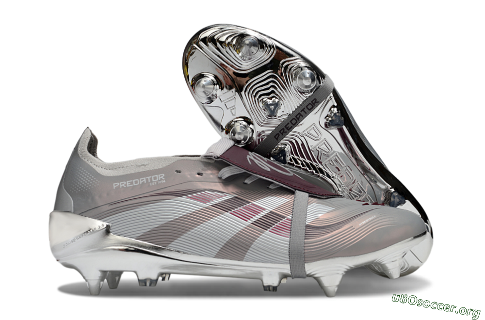Adidas Predator 25 Elite Foldover Tongue SG Football Boots - Silver/White/Red 2