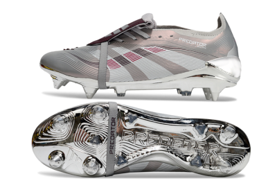 Adidas Predator 25 Elite Foldover Tongue SG Football Boots - Silver/White/Red