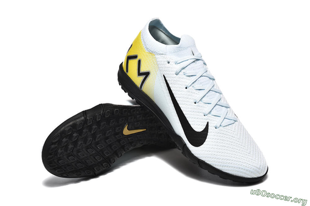 Nike Air Zoom Mercurial Vapor 16 Elite TF Football Shoes - White/Black/Yellow 4