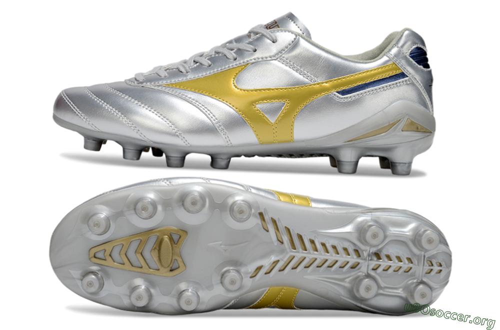 Mizuno Morelia Neo 4 FG Football Boots - Silver/Gold/Blue 1
