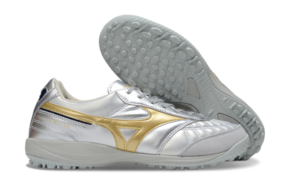 Mizuno Morelia Neo 4 TF Football Shoes - Silver/Gold/Black