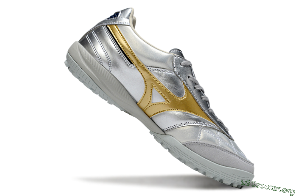 Mizuno Morelia Neo 4 TF Football Shoes - Silver/Gold/Black 4
