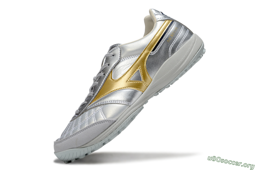 Mizuno Morelia Neo 4 TF Football Shoes - Silver/Gold/Black 5