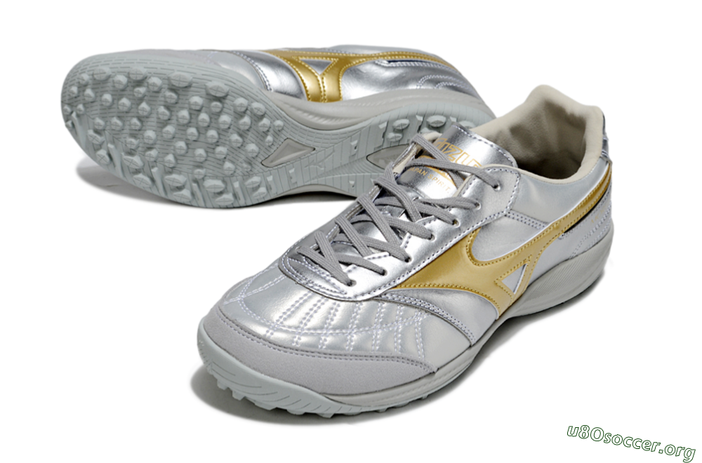Mizuno Morelia Neo 4 TF Football Shoes - Silver/Gold/Black 0