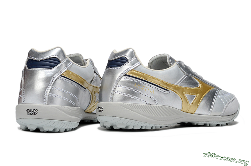Mizuno Morelia Neo 4 TF Football Shoes - Silver/Gold/Black 6