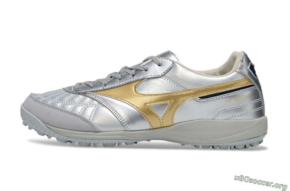 Mizuno Morelia Neo 4 TF Football Shoes - Silver/Gold/Black 3