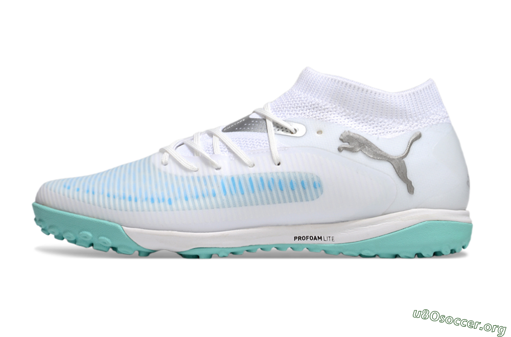 Puma Future 8 Ultimate TF Football Shoes - White/Silver/Blue 3