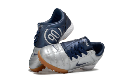 Nike Total 90 III TF Football Shoes - Silver/Blue/White