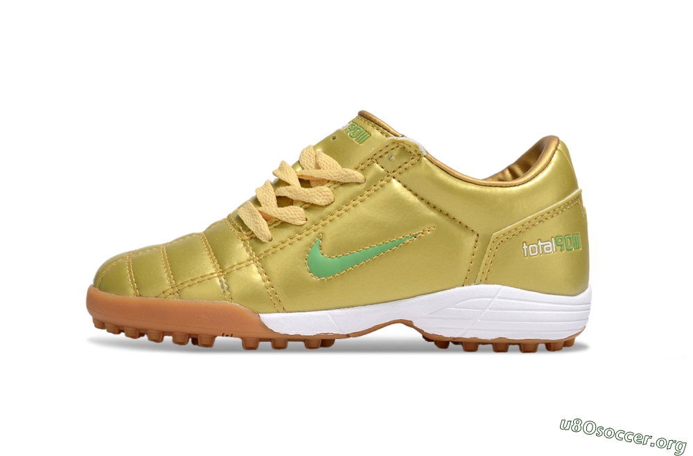 Nike Total 90 III TF Football Shoes - Gold/Green/White 2