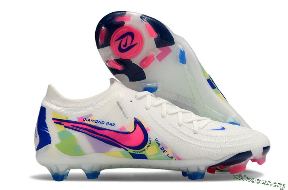 Nike Phantom GX 2 Elite FG Football Boots - White/Pink/Blue 2