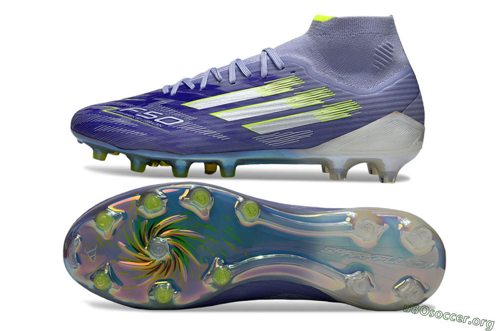 Adidas F50+ Elite Mid FG Football Boots - Blue/Silver/Yellow 1