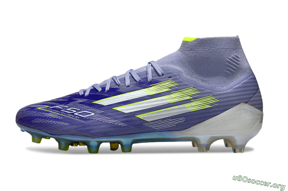 Adidas F50+ Elite Mid FG Football Boots - Blue/Silver/Yellow 3