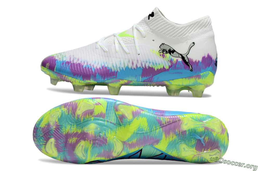 Puma Future 8 Ultimate FG Football Boots - White/Blue/Yellow 1