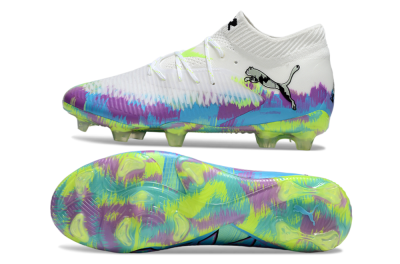 Puma Future 8 Ultimate FG Football Boots - White/Blue/Yellow