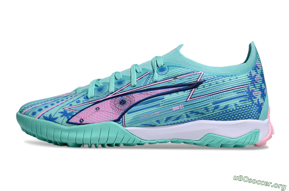 Puma Ultra Ultimate TF Football Shoes - Jade/Blue/Pink 3