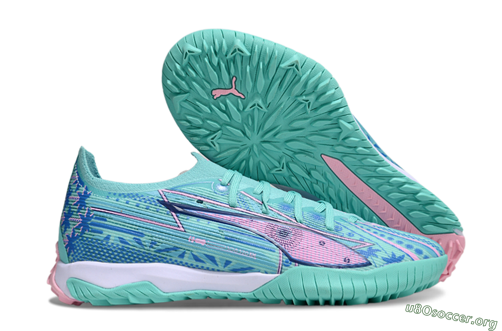 Puma Ultra Ultimate TF Football Shoes - Jade/Blue/Pink 2