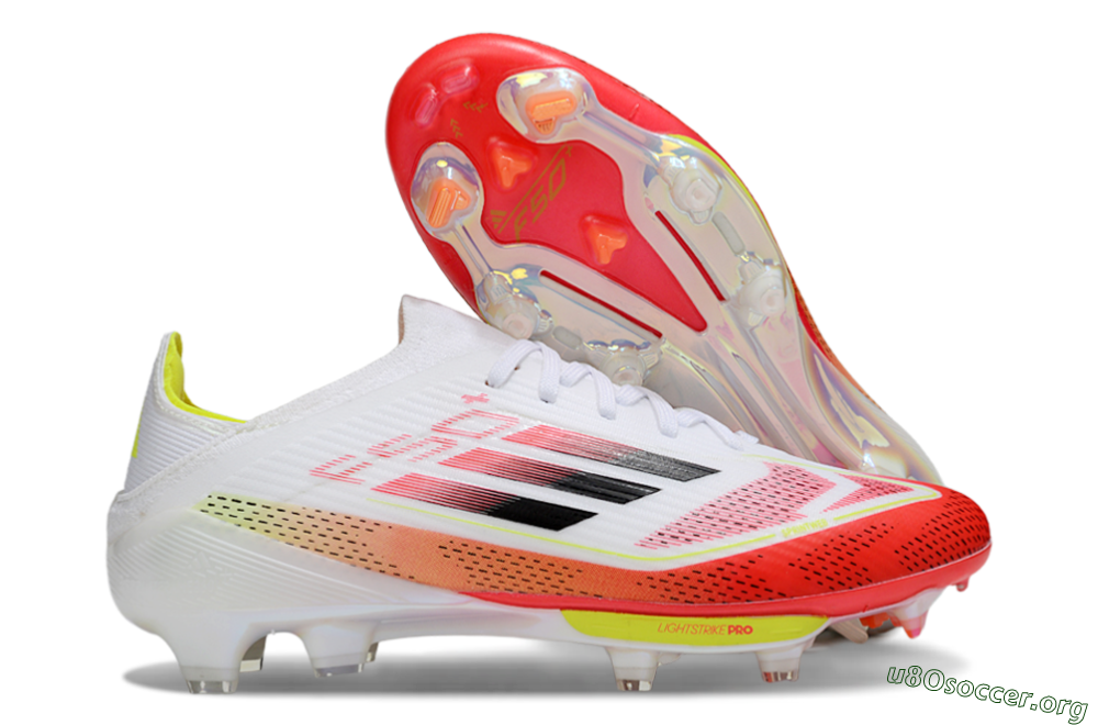 Adidas F50+ Lightstrike Pro FG Football Boots - White/Red/Black 2