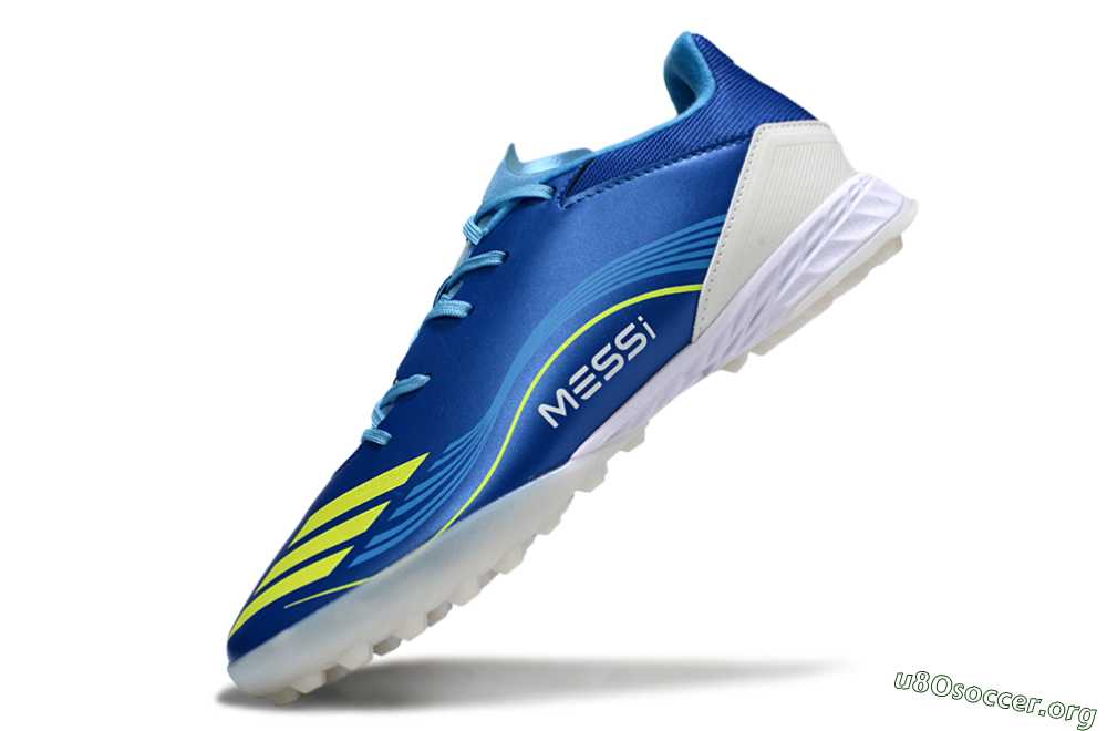 Messi x Adidas F50 Pro TF Football Shoes - Blue/Yellow/White 5