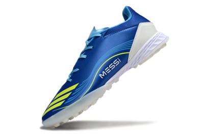 Messi x Adidas F50 Pro TF Football Shoes - Blue/Yellow/White