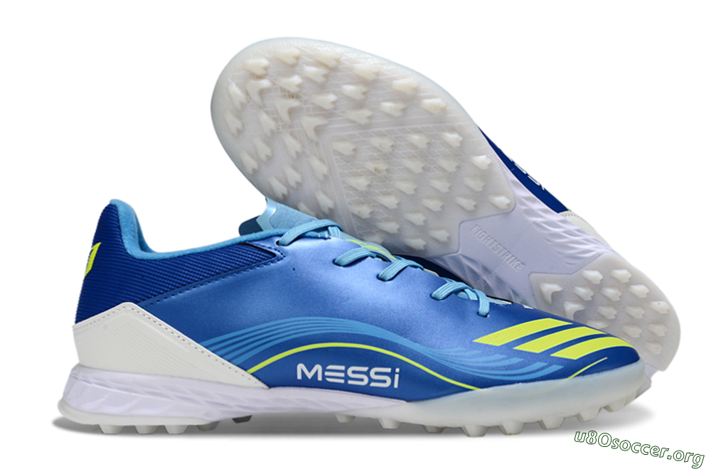 Messi x Adidas F50 Pro TF Football Shoes - Blue/Yellow/White 2