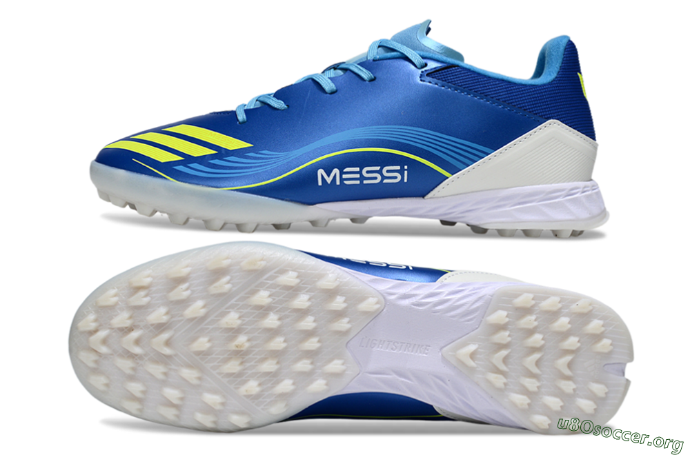 Messi x Adidas F50 Pro TF Football Shoes - Blue/Yellow/White 1