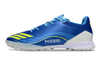 Messi x Adidas F50 Pro TF Football Shoes - Blue/Yellow/White