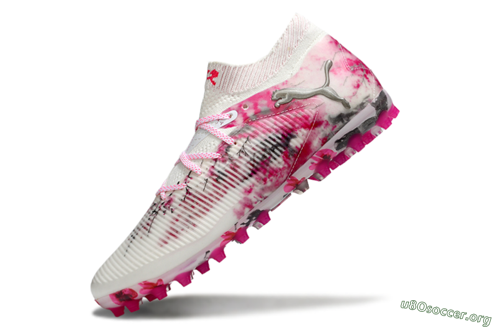 Puma Future 8 Ultimate MG Football Boots - White/Pink/Silver 5