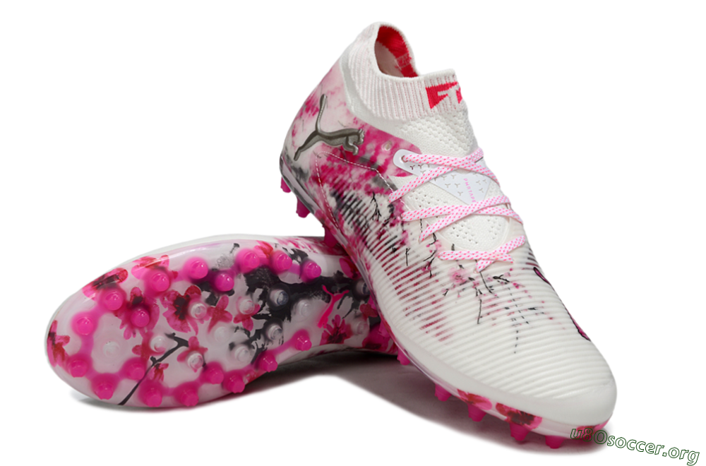 Puma Future 8 Ultimate MG Football Boots - White/Pink/Silver 0