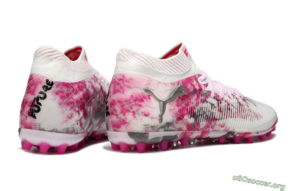 Puma Future 8 Ultimate MG Football Boots - White/Pink/Silver 6