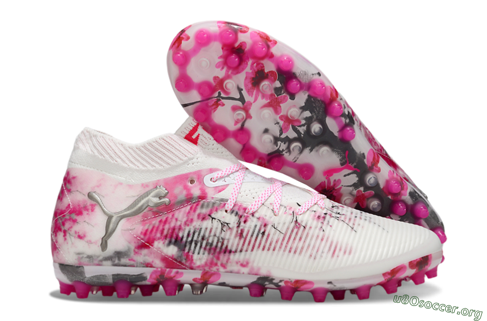 Puma Future 8 Ultimate MG Football Boots - White/Pink/Silver 2