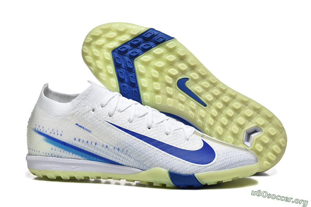 Nike Air Zoom Mercurial Vapor 16 Elite TF Football Shoes - White/Blue/Beige 2
