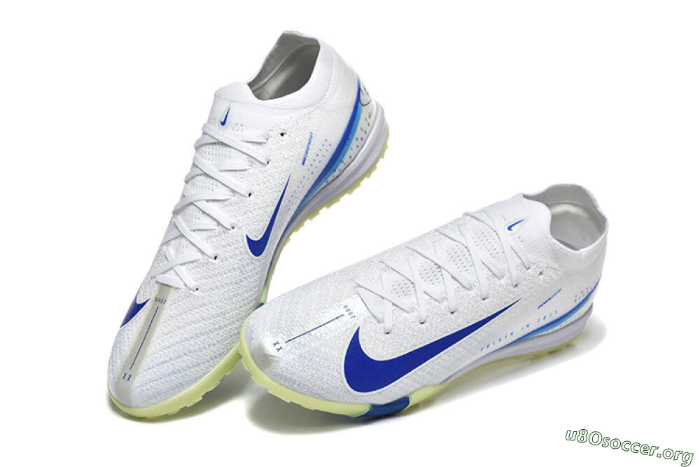 Nike Air Zoom Mercurial Vapor 16 Elite TF Football Shoes - White/Blue/Beige 6