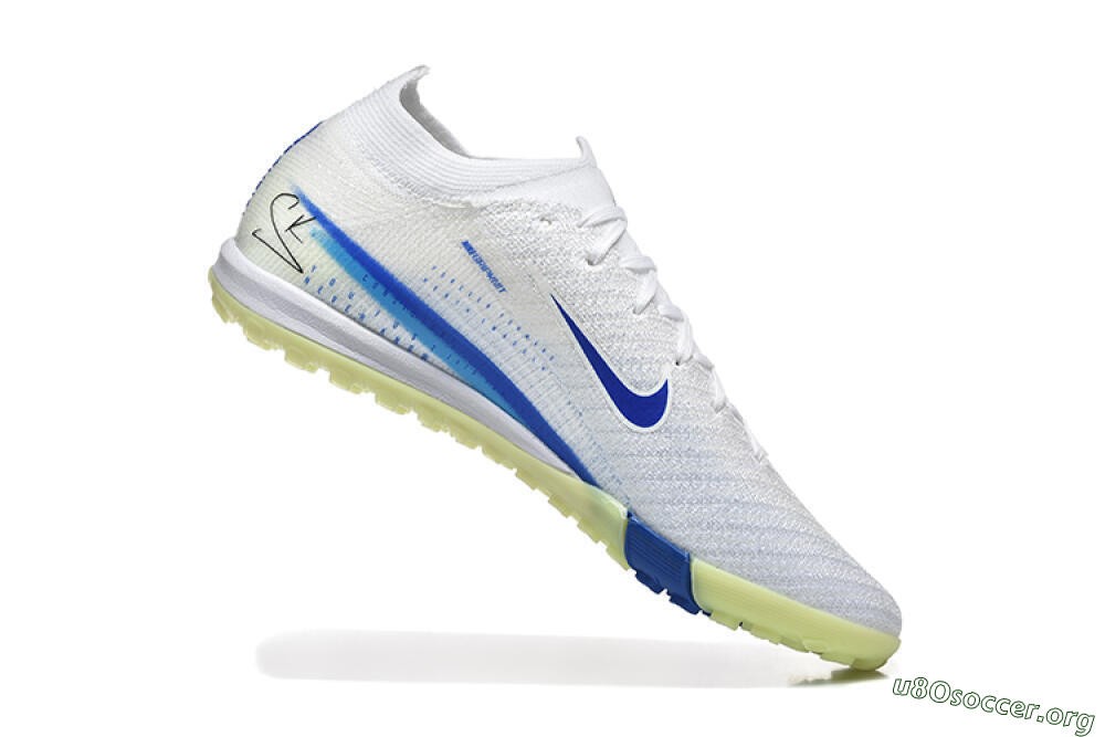 Nike Air Zoom Mercurial Vapor 16 Elite TF Football Shoes - White/Blue/Beige 7
